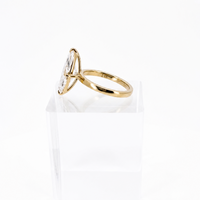 3.00ct E VS1 marquise lab grown diamond ring in 14K yellow gold, setting detail