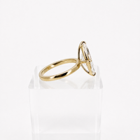 3.00ct E VS1 marquise lab grown diamond ring in 14K yellow gold, side profile