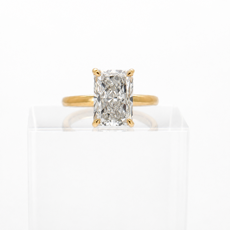 3.01ct E VS1 Radiant Diamond Ring Ready to Ship Ring lab grown diamond engagement ring side view
