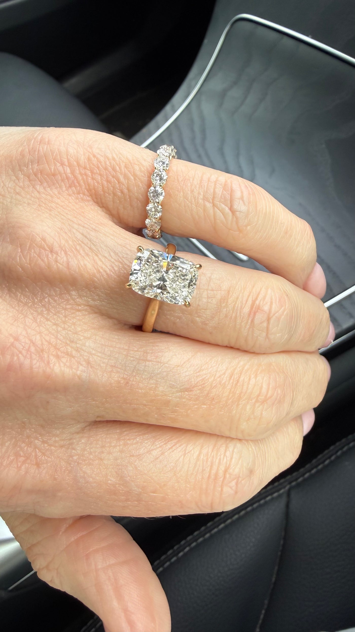 4.03ct E VS1 Elongated Cushion Diamond Ring