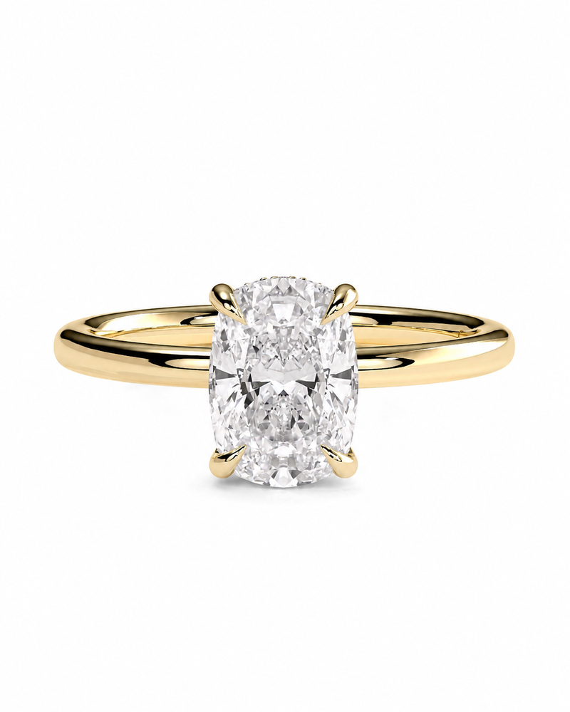 The Ava elongated cushion lab grown diamond engagement ring