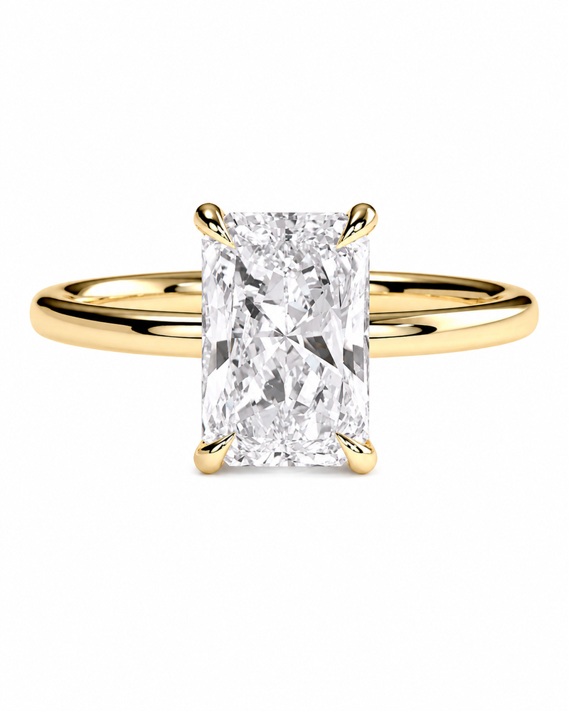 The Elodie elongated radiant lab grown diamond engagement ring