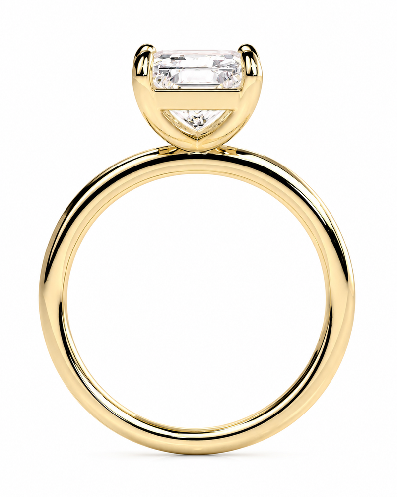 The Elodie radiant cut engagement ring side view
