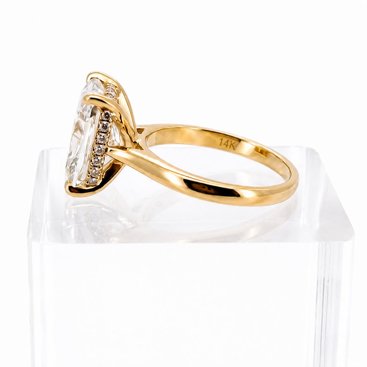 4.03ct E VS1 Elongated Cushion Diamond Ring