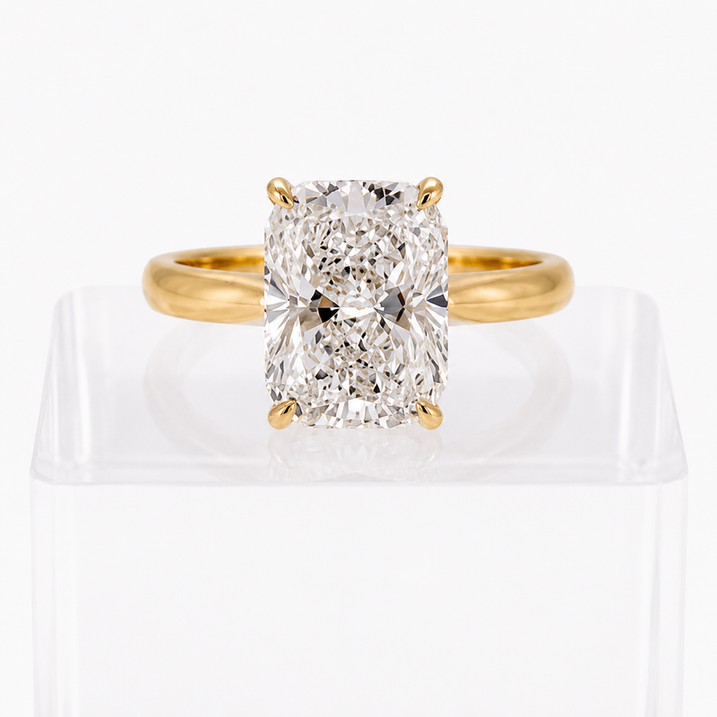 4.03ct E VS1 Elongated Cushion Diamond Ring Ready to Ship Ring lab grown diamond engagement ring side view