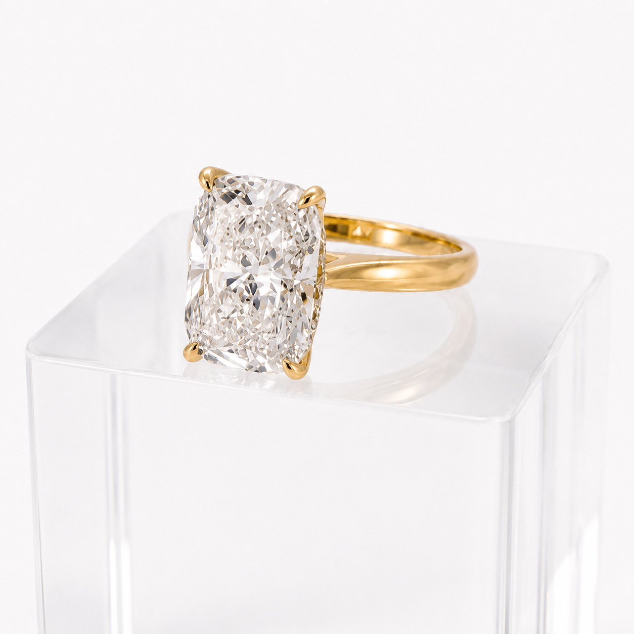4.03ct E VS1 Elongated Cushion Diamond Ring