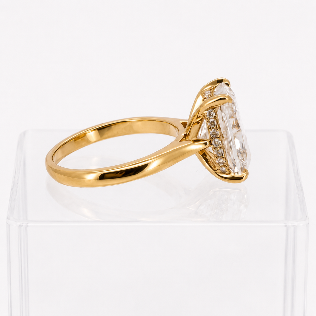 4.03ct E VS1 Elongated Cushion Diamond Ring