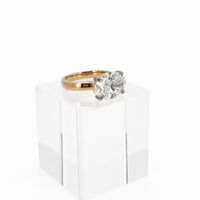 Custom 4.01ct oval diamond ring, angled side view