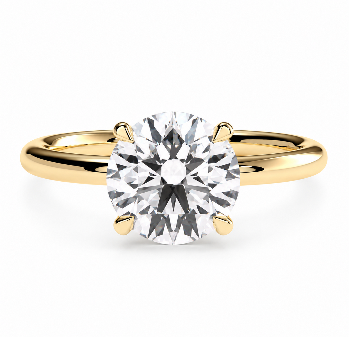 The Cleo round brilliant four-prong solitaire, front view