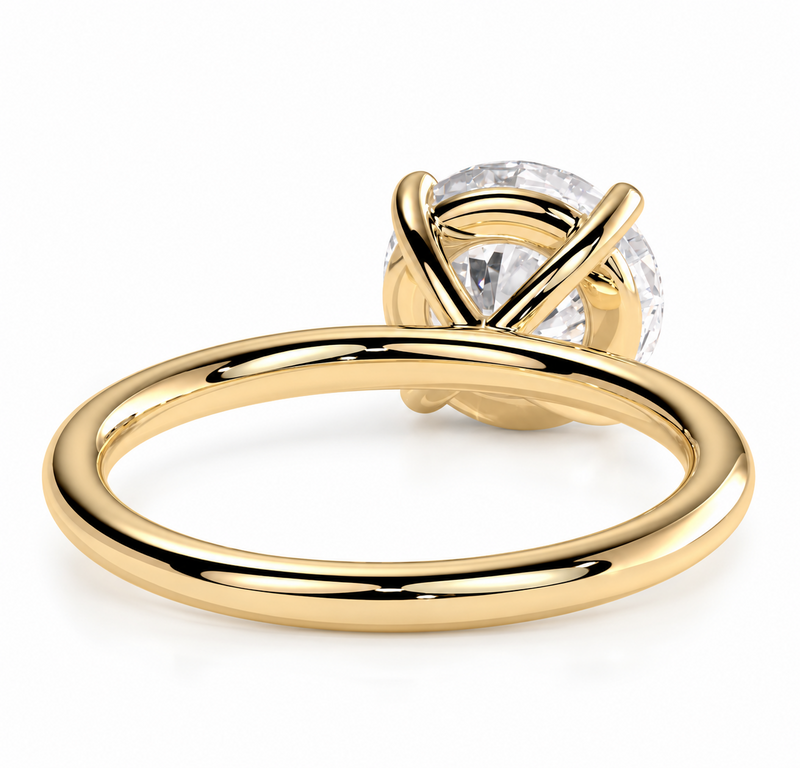 The Cleo Round lab grown diamond engagement ring side view